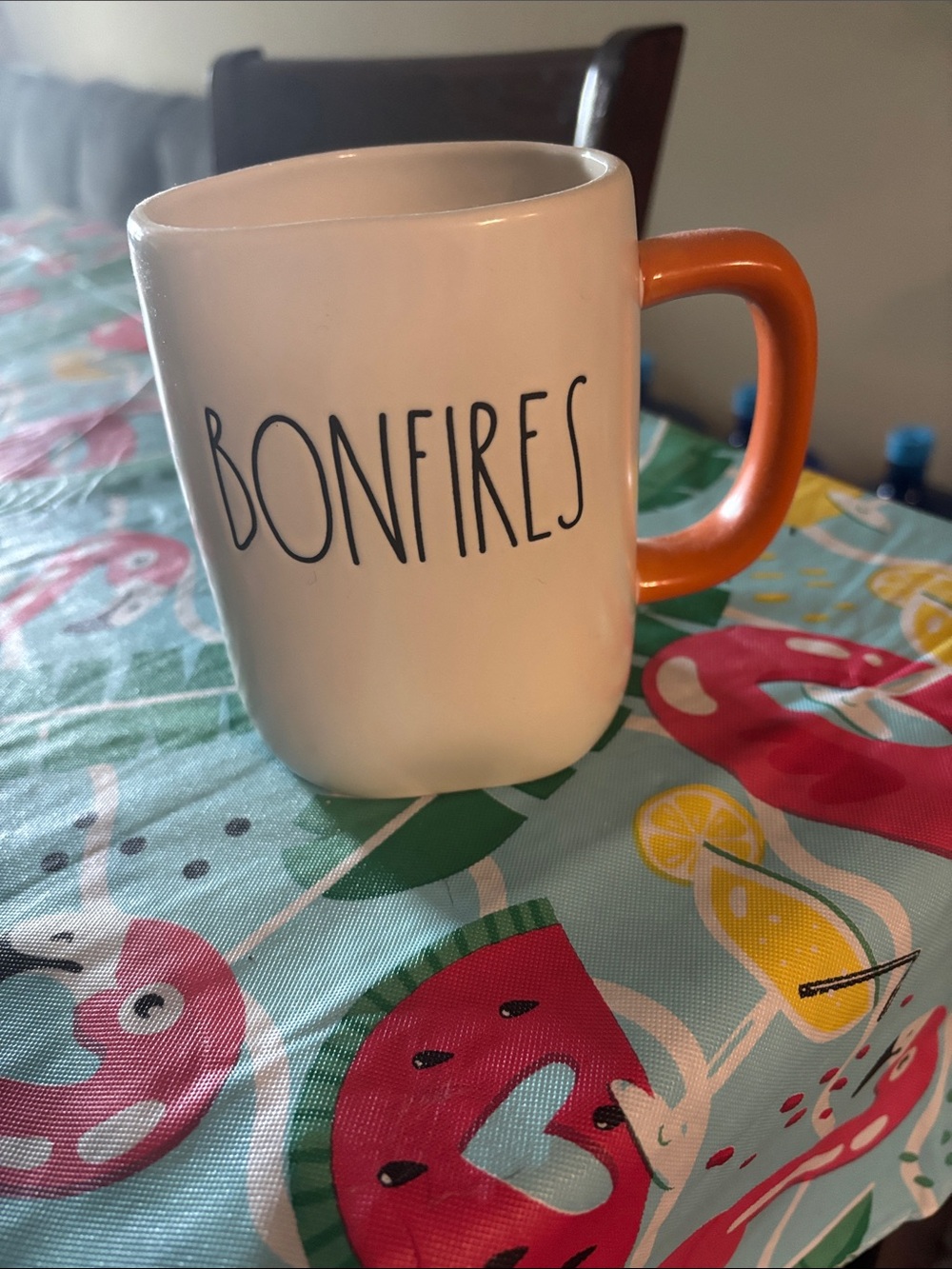 Bonfires Ceramic Coffee Mug with Orange Handle